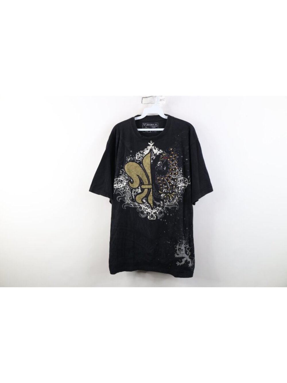 Vintage Y2K Avirex Mens Large Faded Baggy Fleur de Lis Eagle Paisley T-Shirt